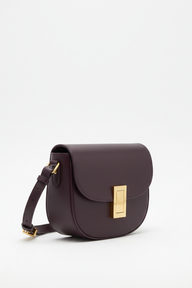 Harper Saddle Bag – Deep Plum – Side Angle